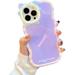 Cute Women Case for iPhone 14 Pro Kawaii Phone Case for iPhone 14 Pro with Sweet Candy Color Back and Curly Wave Frame Lovely Purple Girly Case for iPhone 14 Pro Soft TPU Shockproof