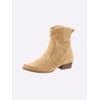 Stiefelette HEINE, Damen, Gr. 37, beige (sand), Leder, Veloursleder, modisch, Schuhe Ankleboots Cowboy-Stiefelette
