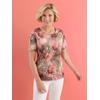 Rundhalsshirt CLASSIC BASICS "Rundhals-Shirt", Damen, Gr. 38, rosa (ecru, flamingo, bedruckt), 100% Baumwolle, gemustert, animal-print, geblümt, Rundhals, Kurzarm, Shirts