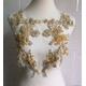 Bridal Bodice Appliques, Gold Shiny Applique, Beaded Rhinestones Glitter Applique, 3D Flower Applique, Wedding Dress Accessories