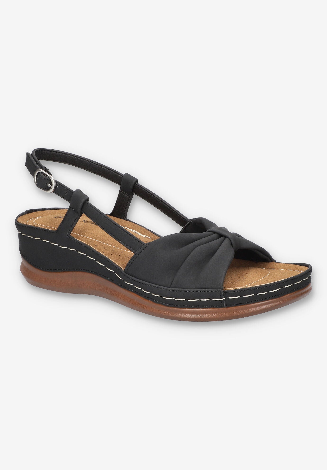 Wide Width Women's Jupiter Sandal by Easy Street in Black (Size 9 W)