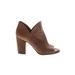 Lucky Brand Heels: Slip On Chunky Heel Boho Chic Brown Solid Shoes - Women's Size 8 - Open Toe