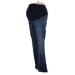 Indigo Blue Jeggings - High Rise: Blue Bottoms - Women's Size Large Maternity - Dark Wash