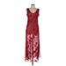 Victoria's Secret Casual Dress - A-Line Scoop Neck Sleeveless: Burgundy Print Dresses - Women's Size Medium