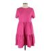 Old Navy Casual Dress - A-Line High Neck Short sleeves: Pink Print Dresses - Women's Size Small