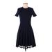 RED Valentino Casual Dress - A-Line Crew Neck Short sleeves: Blue Print Dresses - Women's Size Medium