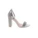 Steve Madden Heels: Slip-on Chunky Heel Cocktail Silver Shoes - Women's Size 9 - Open Toe