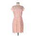 BB Dakota Cocktail Dress - Mini Crew Neck Short sleeves: Pink Print Dresses - New - Women's Size 12