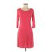 Tart Casual Dress - A-Line Scoop Neck 3/4 sleeves: Pink Solid Dresses - Women's Size Medium