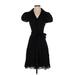 BCBGMAXAZRIA Casual Dress - Party Collared Short sleeves: Black Print Dresses - Women's Size 2