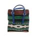 Isabella Fiore Satchel: Green Color Block Bags