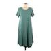 Lularoe Casual Dress - Midi Scoop Neck Short sleeves: Teal Solid Dresses - Women's Size Small