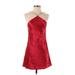 Lucy In The Sky Cocktail Dress - Mini Halter Sleeveless: Red Solid Dresses - Women's Size Small