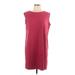 J.Jill Casual Dress - Mini Crew Neck Sleeveless: Burgundy Solid Dresses - Women's Size Large