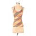 Nike Active Tank Top: Orange Stripes Activewear - Women's Size X-Small