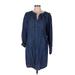 Ann Taylor LOFT Casual Dress - Shirtdress: Blue Dresses - Women's Size Medium