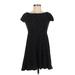 Charlotte Russe Casual Dress - A-Line Boatneck Short sleeves: Black Polka Dots Dresses - Women's Size Medium