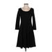 BB Dakota Casual Dress - A-Line Scoop Neck 3/4 sleeves: Black Print Dresses - Women's Size Small