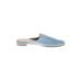 Stuart Weitzman Mule/Clog: Slip-on Stacked Heel Casual Blue Solid Shoes - Women's Size 7 1/2 - Almond Toe