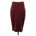 H&M Casual Pencil Skirt Knee Length: Burgundy Print Bottoms - Women's Size Large