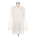 ExOfficio Casual Dress - Shift V Neck Long sleeves: White Print Dresses - Women's Size Small