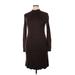 Ophelia Roe Casual Dress - Sweater Dress High Neck Long sleeves: Brown Solid Dresses - Women's Size X-Large