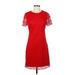 Laundry by Shelli Segal Casual Dress - Sheath Crew Neck Short sleeves: Red Print Dresses - Women's Size 4