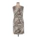 Calvin Klein Casual Dress - Sheath Scoop Neck Sleeveless: Brown Leopard Print Dresses - Women's Size 14