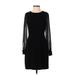 Ann Taylor Casual Dress - Sheath Crew Neck Long sleeves: Black Solid Dresses - Women's Size 2