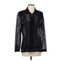 misook Jacket: Below Hip Black Print Jackets & Outerwear - Women's Size Small