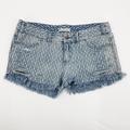 Free People Shorts | Free People Low Rise Diamond Checker Print Denim Cut Off Jean Shorts | Color: Blue | Size: 29