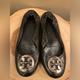 Tory Burch Shoes | Gc Tory Burch Womens Reva Black Leather Ballet Flats Silver Tone Logo Shoes | Color: Black | Size: 8