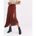 Free People Skirts | Free People Lola Satin Bias Thigh Split Midi Skirt Size 2 | Color: Brown/Red | Size: 2