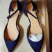J. Crew Shoes | Blue Suede Shoes. Dark Navy. Pointy Toe Low Ankle Strap. Never Worn. | Color: Blue | Size: 8.5