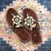 Anthropologie Shoes | Handmade In Africa: Leather Beaded Flip Flops Sandals, Size 6 | Color: Brown/White | Size: 6