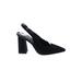 Chinese Laundry Heels: Slingback Chunky Heel Minimalist Black Solid Shoes - Women's Size 6 - Pointed Toe