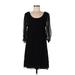 ECI Cocktail Dress - Party Scoop Neck 3/4 sleeves: Black Solid Dresses - Women's Size 10