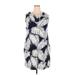 Talbots Casual Dress - Mini V-Neck Sleeveless: Blue Tropical Dresses - Women's Size 2X