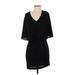 C. Luce Casual Dress - Sheath V Neck Short sleeves: Black Solid Dresses - Women's Size Small