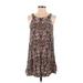 Taylor & Sage Casual Dress - Mini Scoop Neck Sleeveless: Brown Leopard Print Dresses - Women's Size X-Small