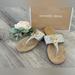 Michael Kors Shoes | Michael Kors Mk Logo White Flip Flops Sandals Shoes Womens Size 8.5 | Color: Tan/White | Size: 8.5