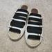Coach Shoes | Coach Leather Flat Sandals | Color: Black/Cream | Size: 8