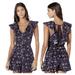 Free People Pants & Jumpsuits | Free People Violet Visions Romper V-Neck Floral Corduroy | Color: Purple | Size: M