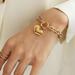 Free People Jewelry | Chunky Heart Link Bracelet | Color: Gold/White | Size: Os