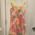 Lilly Pulitzer Dresses | Lilly Pulitzer Girls Strappy Sundress Pink Green Yellow Sz 12 | Color: Green/Yellow | Size: 12g