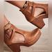 Free People Shoes | Free People Strappy Ankle Heel Clogs Shoes 8.5 | Color: Tan | Size: 8.5