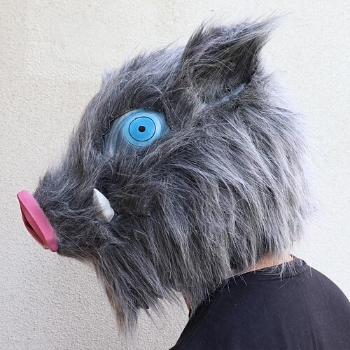 Zubehör Maske Inspiriert von Schwein Inosuke Hashibira Anime Cosplay-Zubehör Polyester Herren Damen Halloweenkostüm Image
