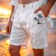 Herren Shorts Leinen Shorts Sommer Shorts Strand Shorts Kordelzug elastische Taille Print Kokosnussbaum Komfort Shorts Alltag Urlaub Strand 30% Leinen Urlaubsmode Armeegrün Weiß