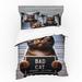 Ambesonne Cat Bedding Set & Umber & Pale Blue Grey Polyester | California King Duvet Cover + 3 Additional Pieces | Wayfair bsnev_429894_calking