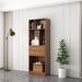 LORENZO 78.74" H x 31.49" W Solid Wood Standard Bookcase Wood in Brown/Green | 78.74 H x 31.49 W x 11.81 D in | Wayfair 01XF38NBUA6DY8UE